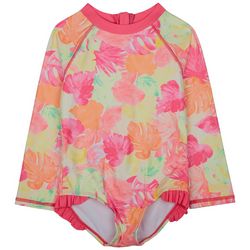 SHELLOHA Toddler Girls 1 Pc. Aqua Palm Long Sleeve Swimsuit