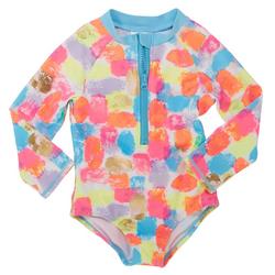 Toddler Girls 1 Pc. Abstract Long Sleeve Swimsuit