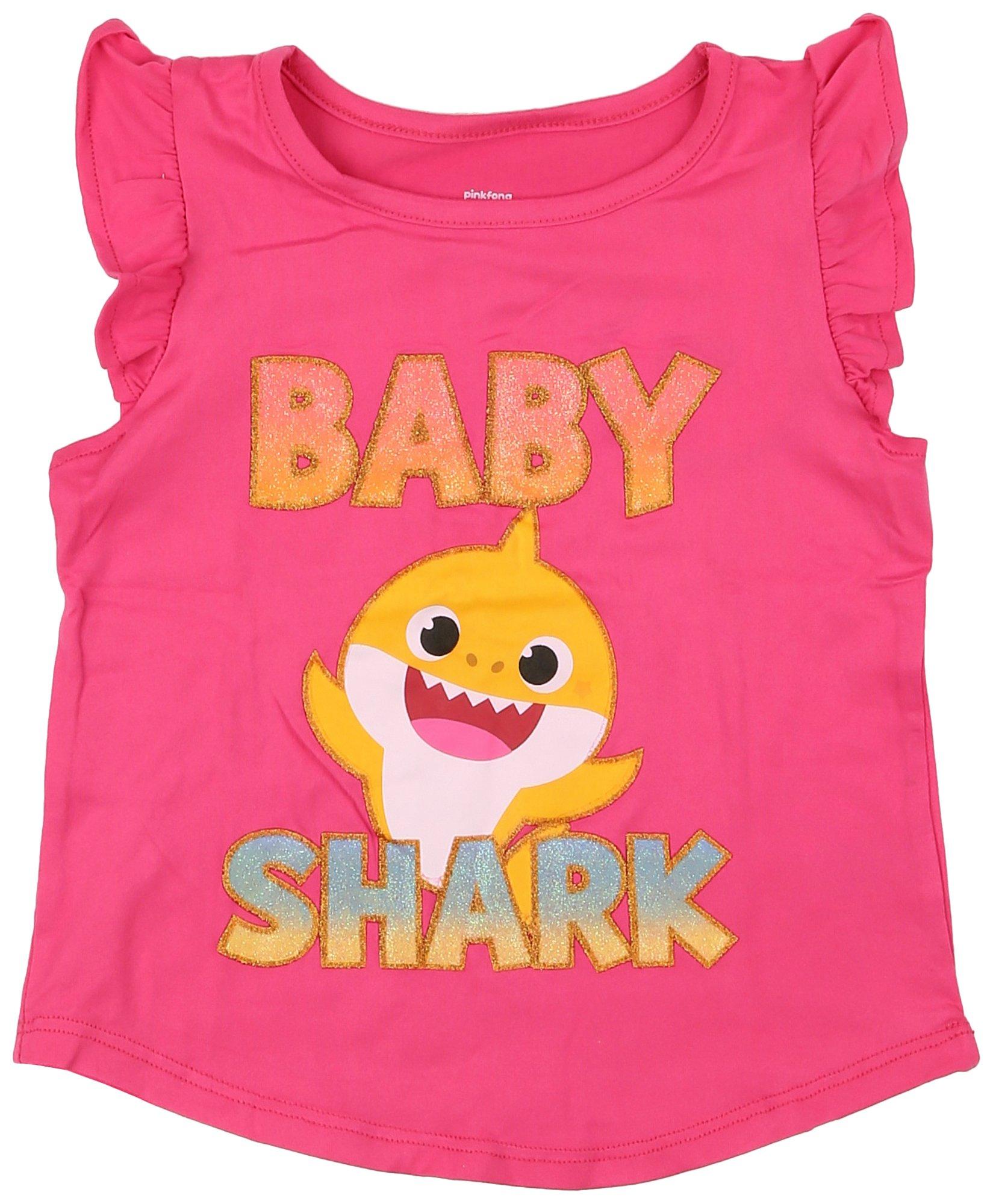 Toddler Boys Baby Shark Ruffle Short Sleeve T-Shirt