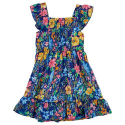 Nannette Toddler Girls BIB Front Floral Smock Dress