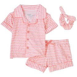 Sweet Dreams Toddler Girls 3-pc. Striped Pajama Short Set