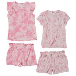 Nannette Toddler Girls 4-pc. Tie Dye Floral Short Set