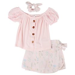 Nannette Toddler Girls 3pc  Floral Skirt Set