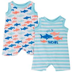 Baby Boys 2-pk. Let's Be Friends Shark Romper Set