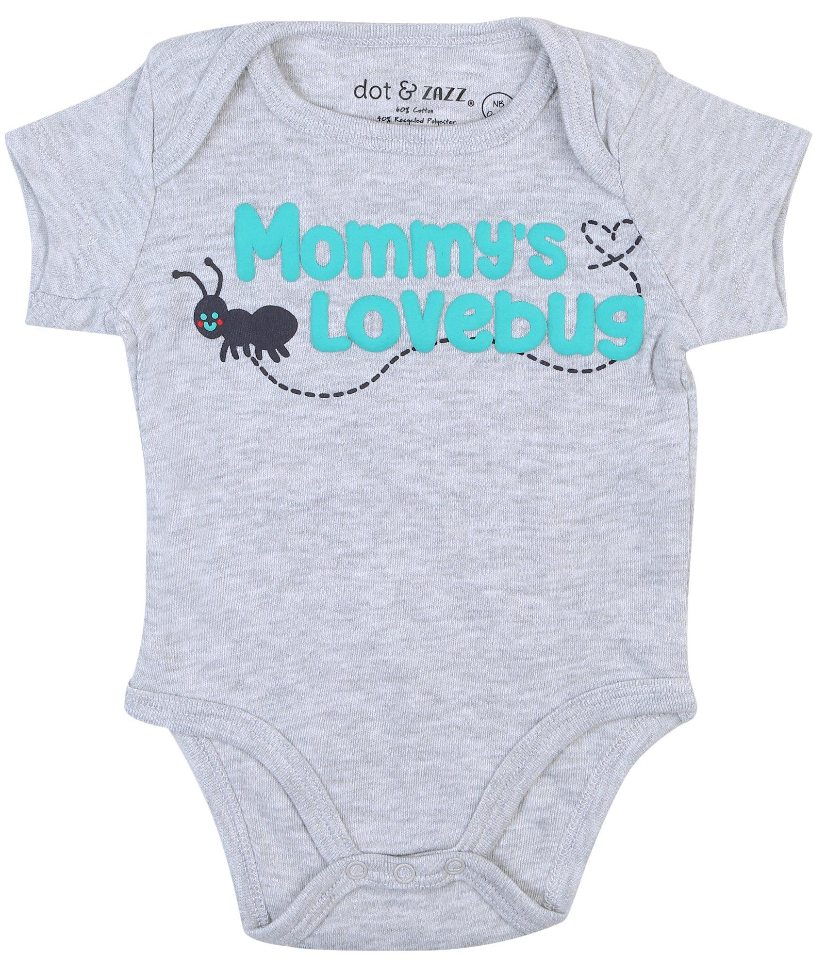 DOT & ZAZZ Baby Boys Mommy's Lovebug Short Sleeve Creeper