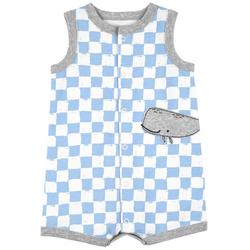 Baby Boys Checkered Snap-Up Short Sleeve Romper