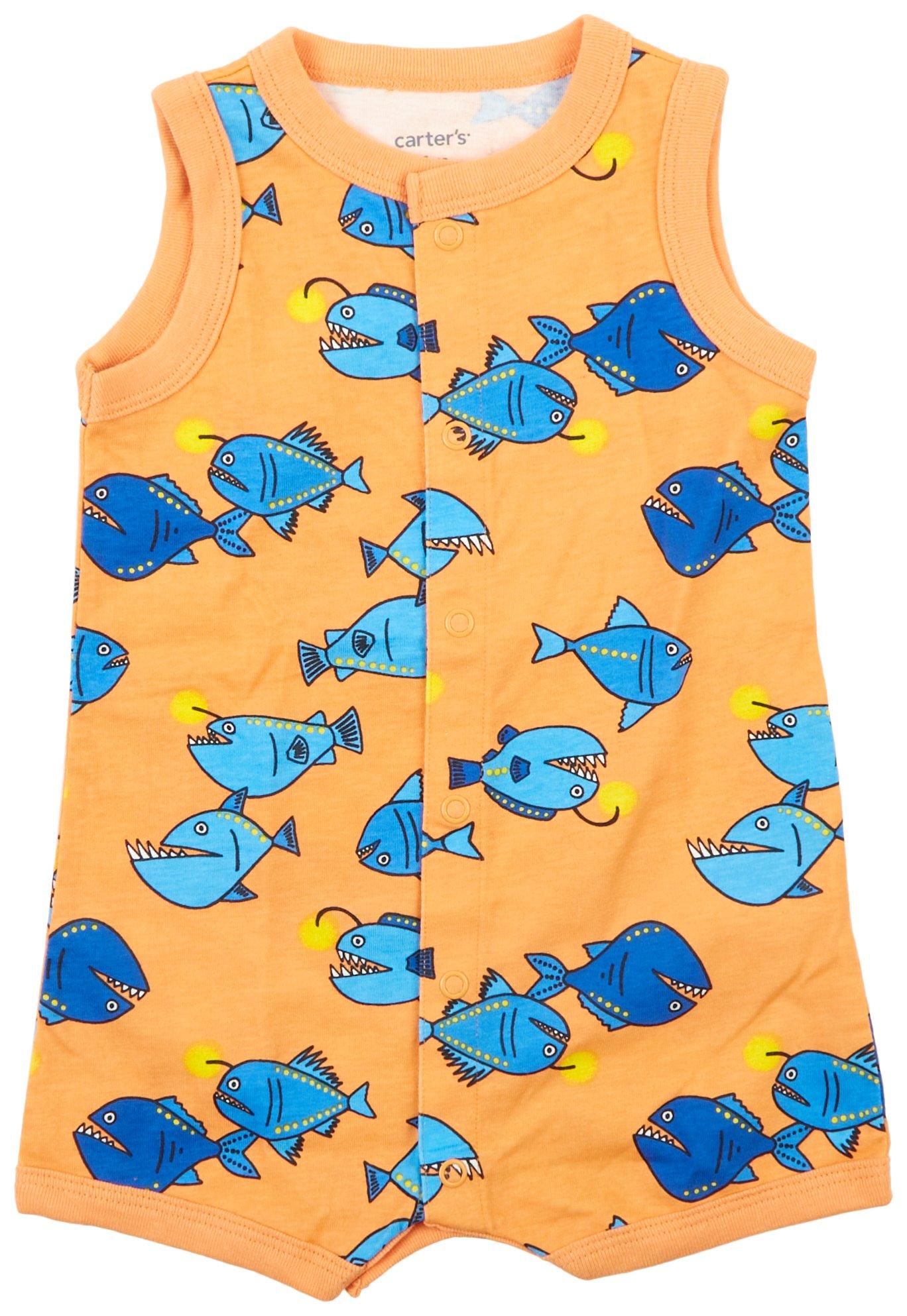Baby Boys Whale Snap-Up Sleeveless Romper