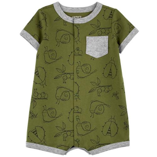 Carters Baby Boys Bugs Snap-Up Short Sleeve Romper
