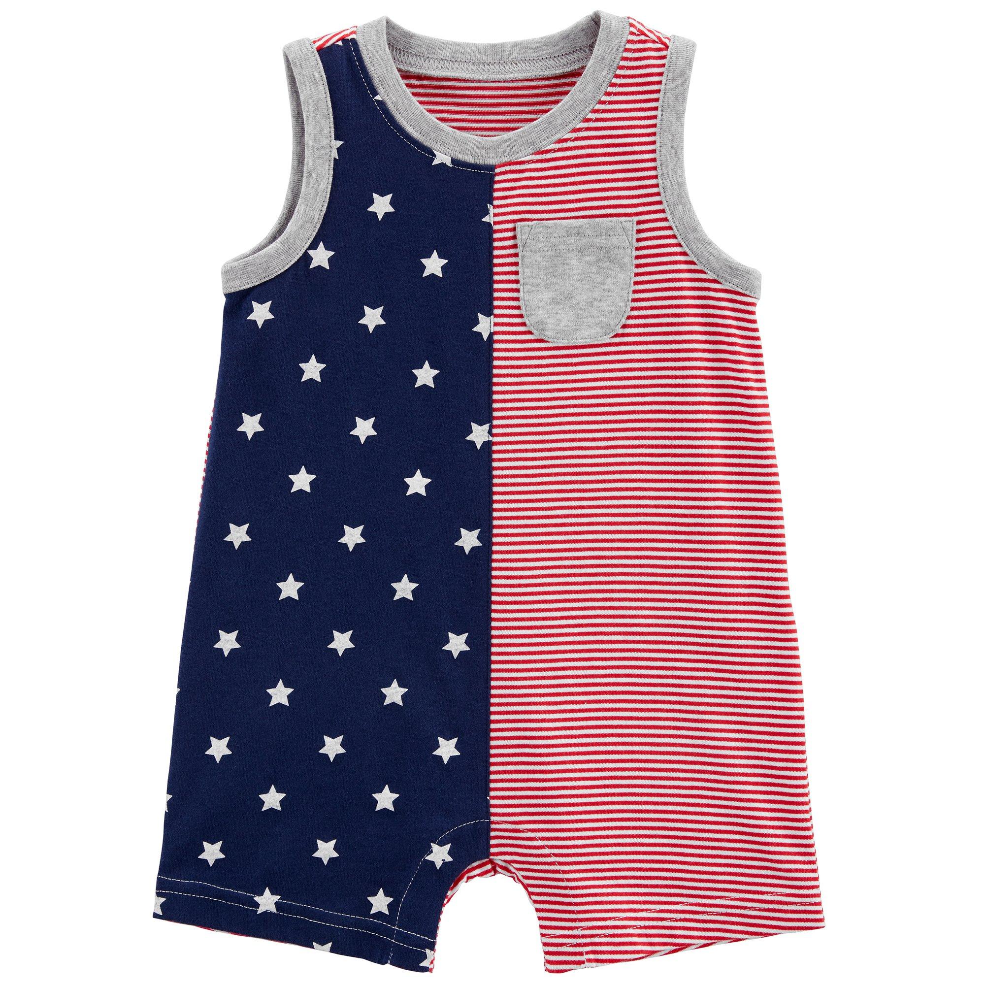 Baby Boys Americana Chest Pocket Sleeveless Romper