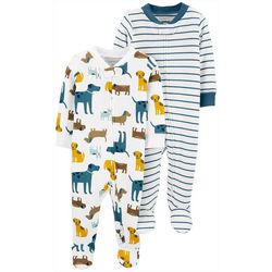 Carters Baby Boys 2-pk. Dog & Stripe Footed Pajamas