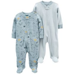 Carters Baby Boys 2-pk. Dino & Stripe Footed Pajamas