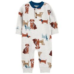 Carters Baby Boy Dog All Over Print  Long Sleeve Bodysuit