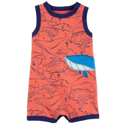 Carters Baby Boys Whale Cotton Sleeveless Romper