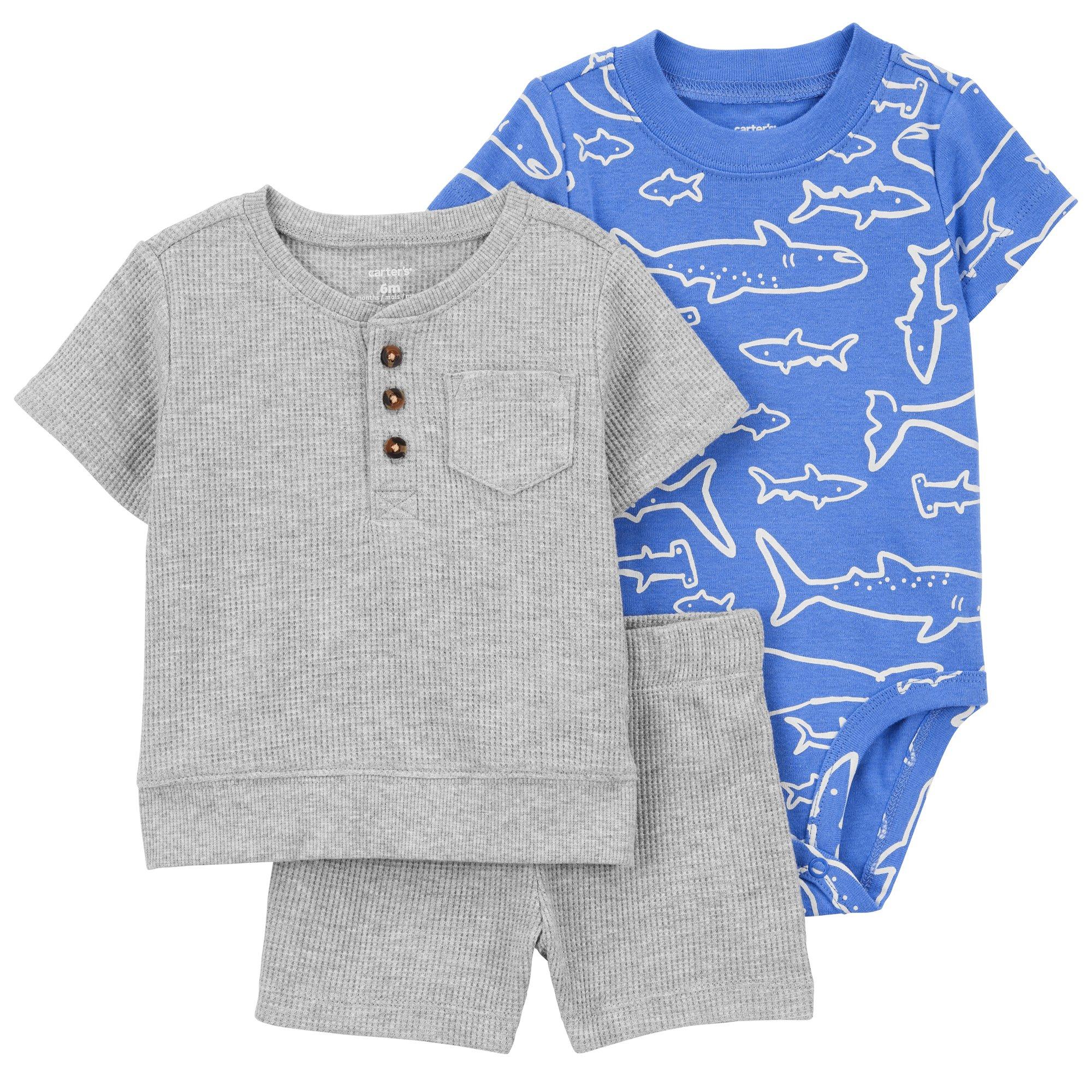 Carters Baby Boys 3-pc. Whale Creeper + Short