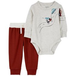 Baby Boys 2-pc. Red Heather Bodysuit Pant Set