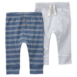 Baby Boys 2-pk. Solid & Stripe 100% cotton Jogger Pants Set