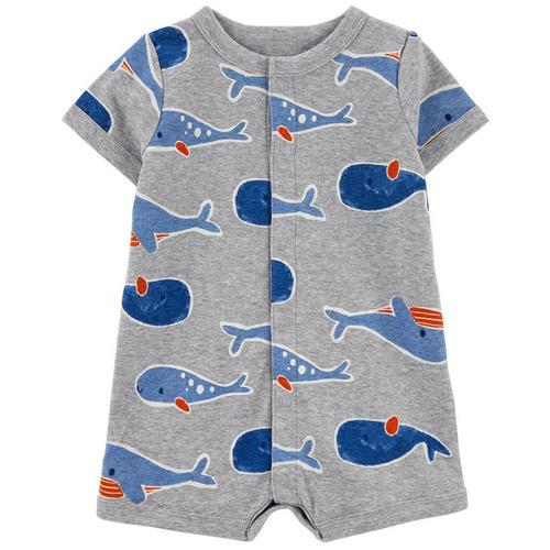 Carters Baby Boys Whale Snap-Up Short Sleeve Romper