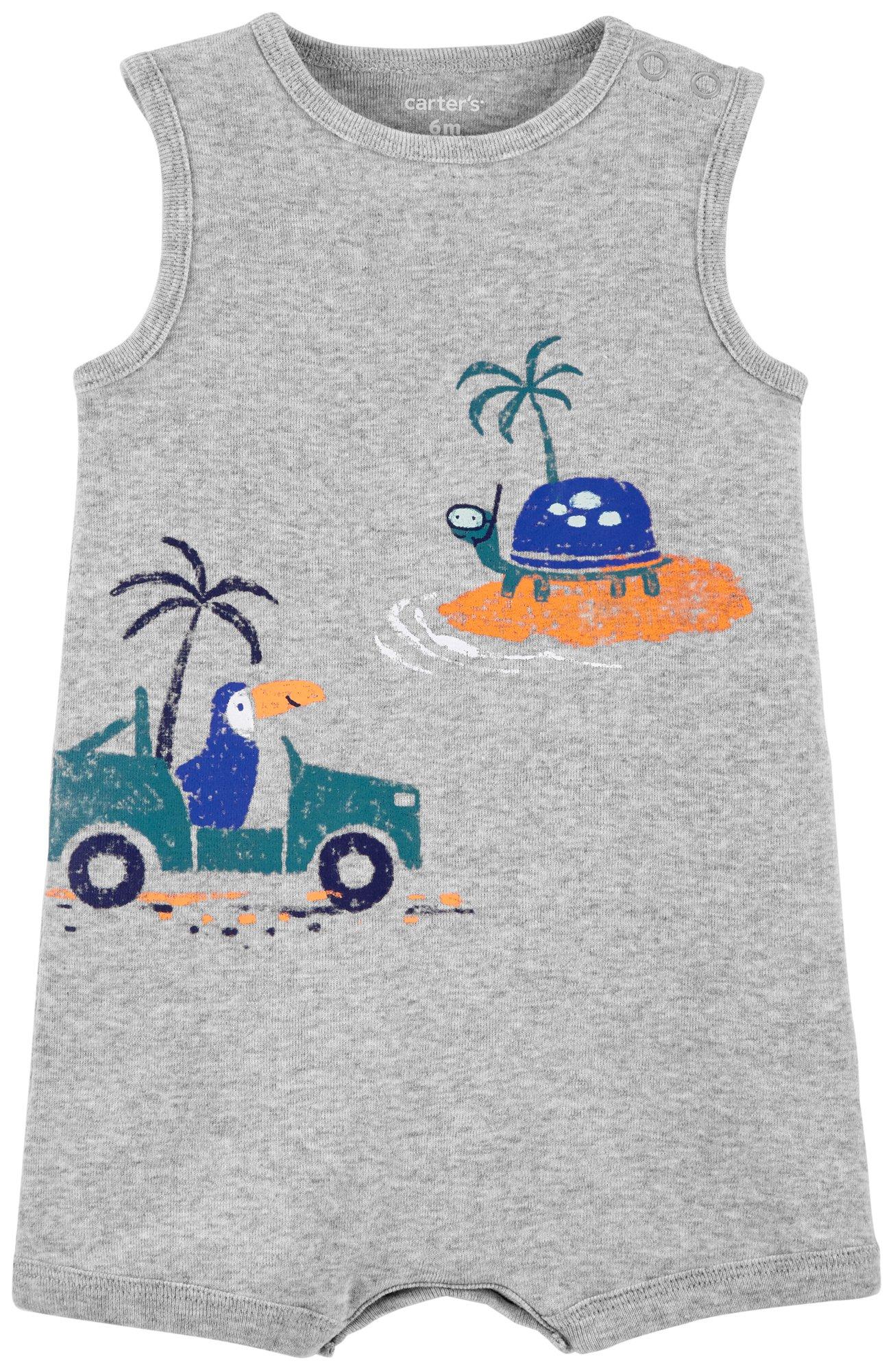 Baby Boys Turtle Island Sleeveless Romper