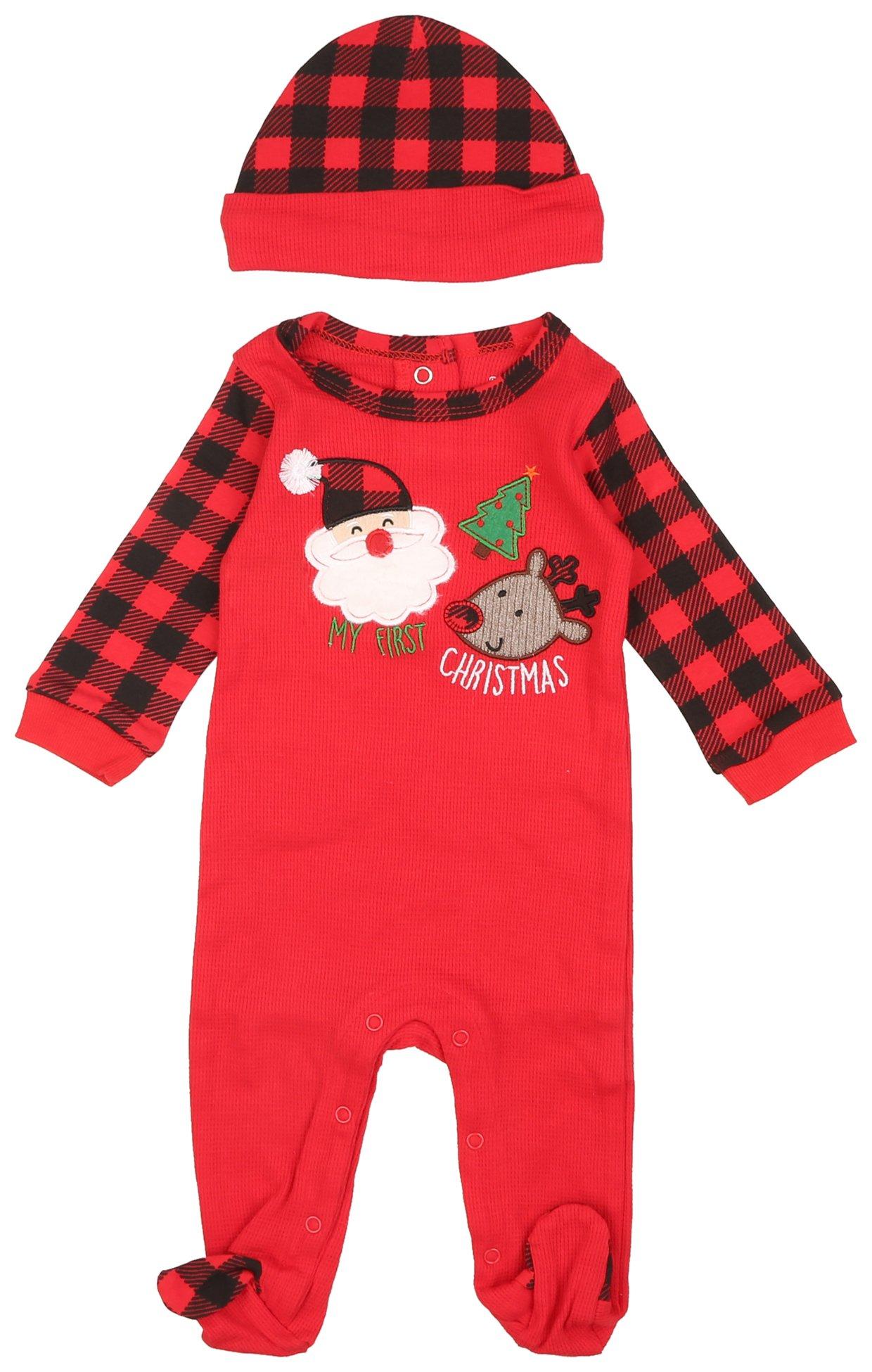 Baby Boys 2-pc. Christmas Thermal Footie Bodysuit Set