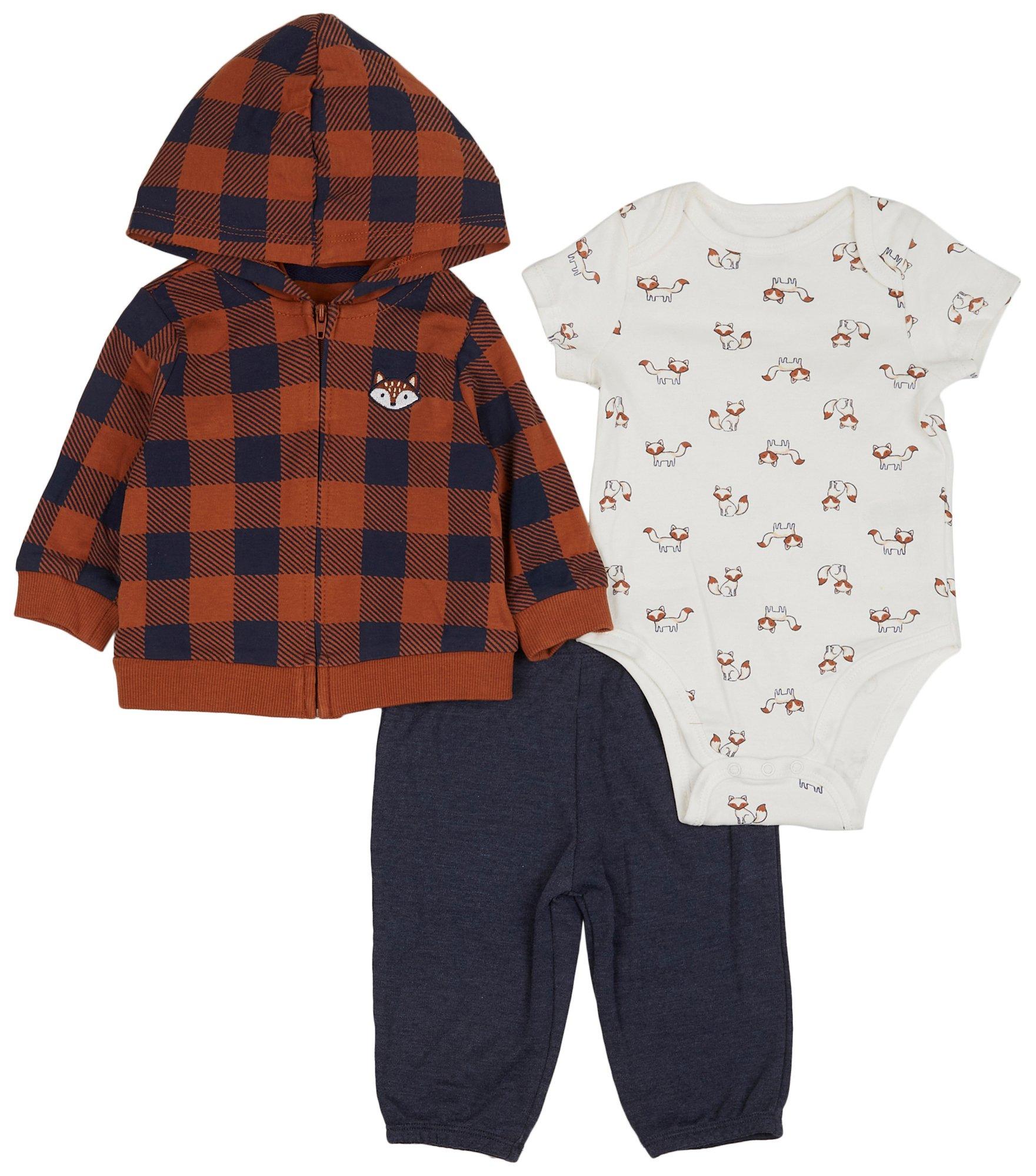 Baby Boys 3pc. Fox Hoody Bodysuit Set