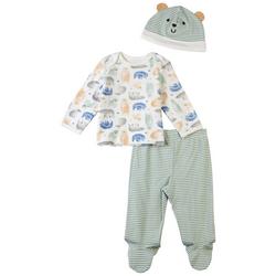 Baby Boys 3 Pc. Fuzzy Bears Pant Set