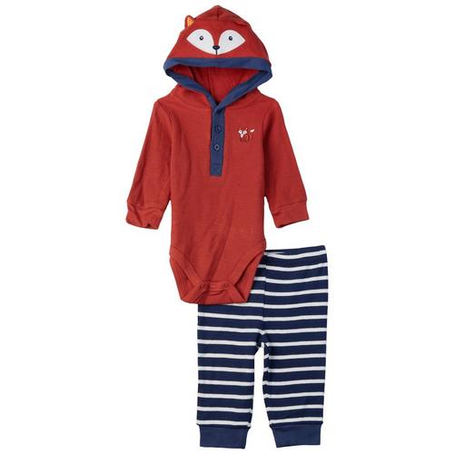 Baby Boys 2-pc. Fox Stripe Thermal Bodysuit Pant