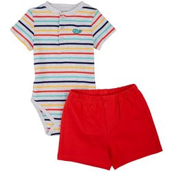 Little Me Baby Boys 2-pc. Whale Stripe Bodysuit Short Set