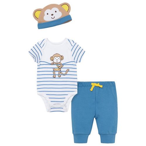 Little Me Baby Boys 2-pc. Monkey Stripe Bodysuit