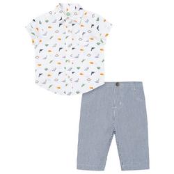 Baby Boys 2-pc. Dino Button Down T-Shirt Set