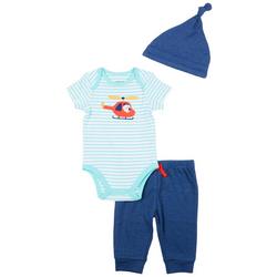 Baby Boys 3 Pc. Helicopter Applique Pant Set