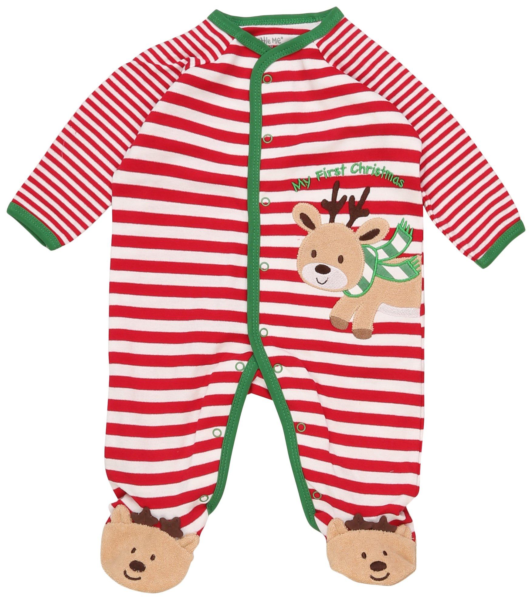 Baby Boys Reindeer Stripe Footie Bodysuit