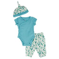 Leo & Luna Baby Girls 3-pc. Solid  Bodysuit Hat Pant Set
