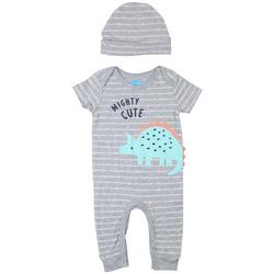 Baby Boys 2 Pc. Mighty Dino Coverall Hat Set