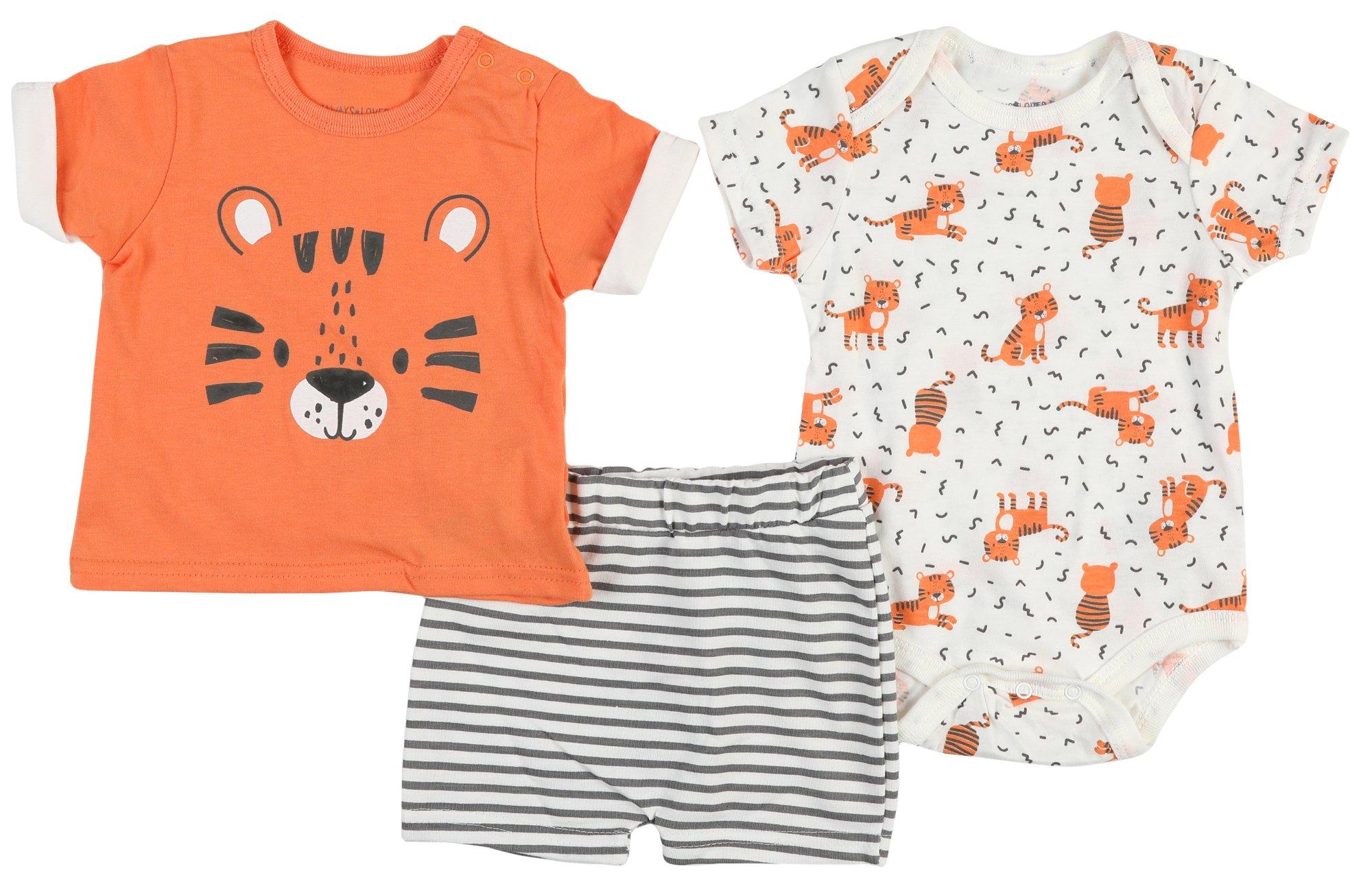 Always Loved Baby Boys 3-pc. Tiger Bodysuit Set