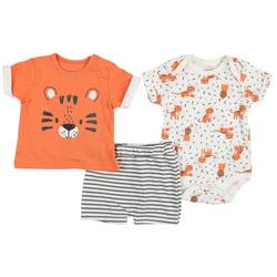 Baby Boys 3-pc. Tiger Bodysuit Stripe Short Set