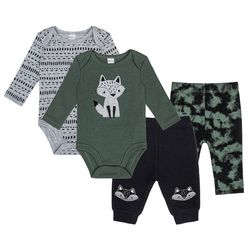PL Baby Baby Boys 4-pc. Fox Bodysuit Set