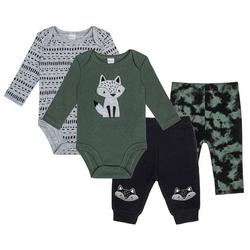 Baby Boys 4-pc. Fox Bodysuit Set
