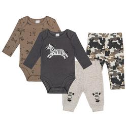 Baby Boys 4-pc. Zebra Bodysuit Set