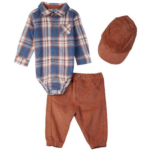 Little Lad Baby Boys 3-Pc. Flannel Pant Set