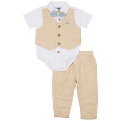 Little Lad Baby Boys 4-Pc. Vest Creeper Bow Tie & Pant Set