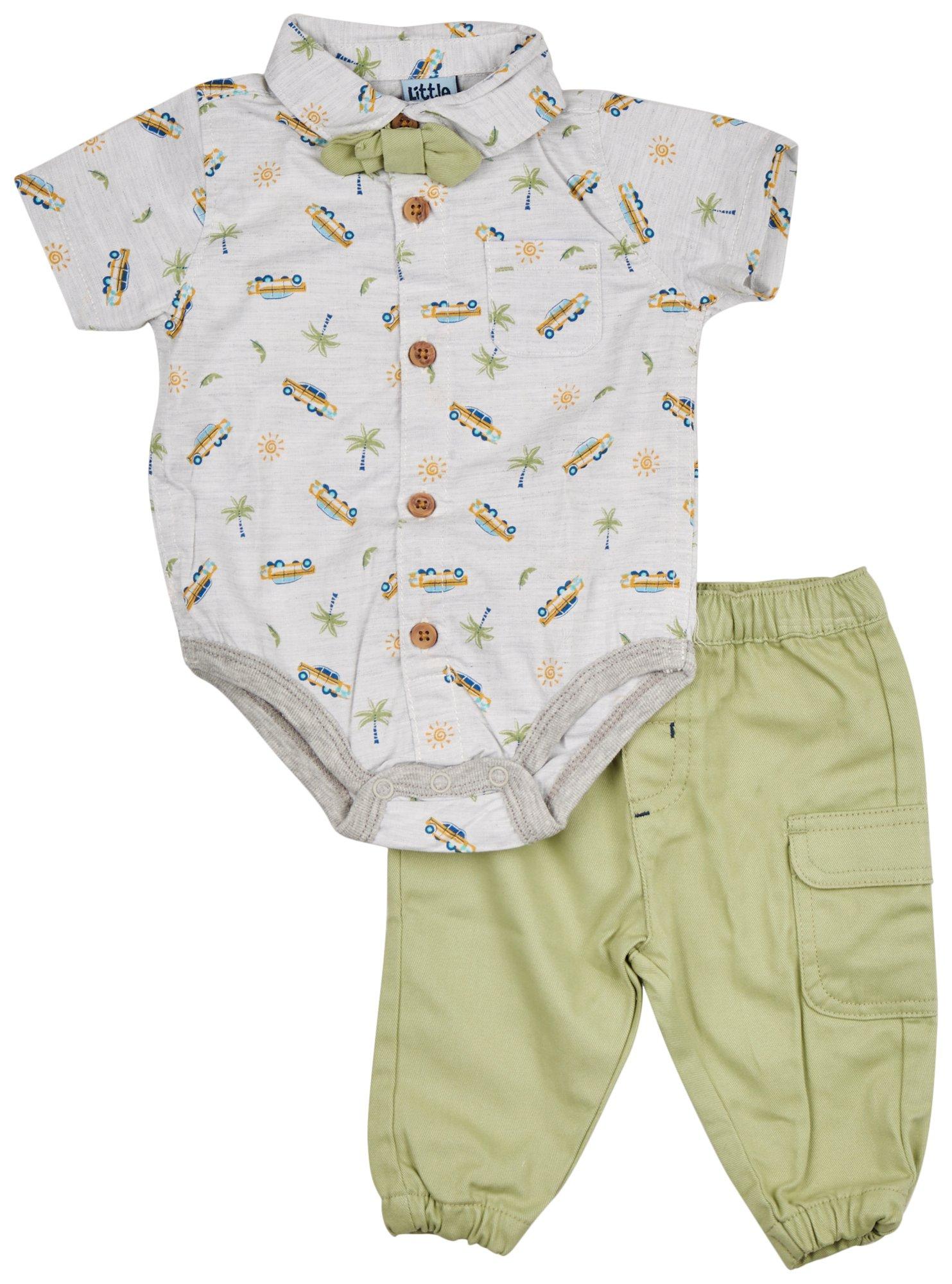 Little Lad Baby Boys 3-Pc. Woven Shirt Bow