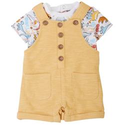 Baby Boys 2-pc. Dino Bodysuit Button Shortall Set