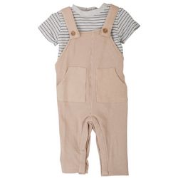Little Lad Baby Boys 2-pc. Stripe Bodysuit Overall Set