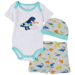 Mon Cheri Baby Baby Boys 3-pc. Dino Surf's Up Bodysuit Set