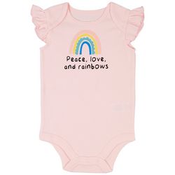 Dot & Zazz Baby Girls Peace Love And Rainbows Bodysuit