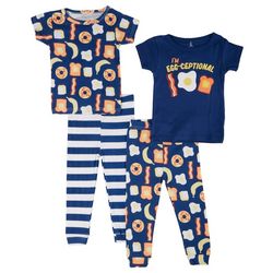 Cutie Pie Baby Girls 4-pc. Egg Bacon Toast Print Pajama Set