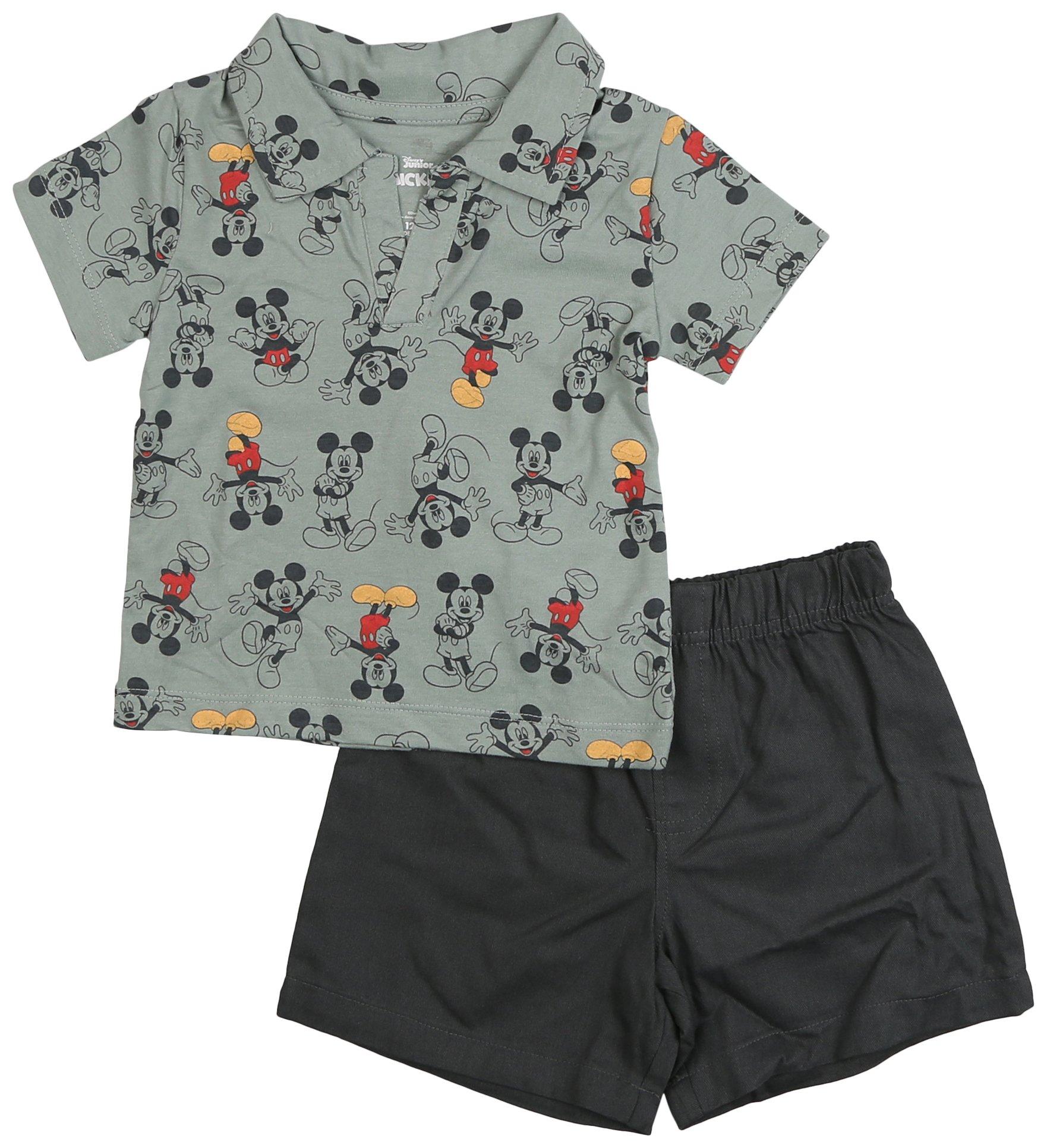 Mickey Mouse 2pc. Baby Boys Collar T-Shirt Short