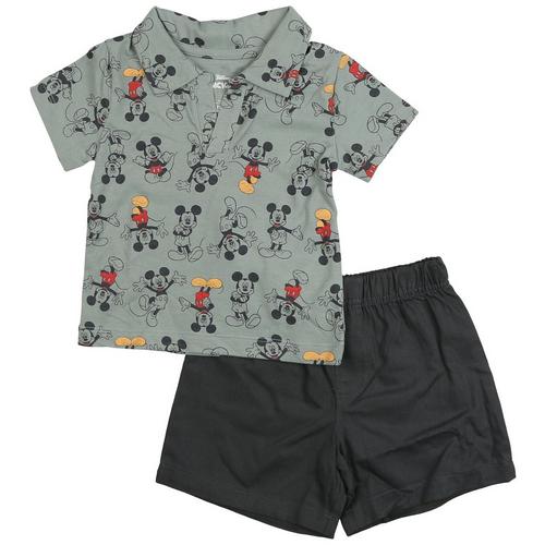 Mickey Mouse 2pc. Baby Boys Collar T-Shirt Short