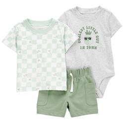 Baby Boys 3-pc. Checker Bodysuit Short Set