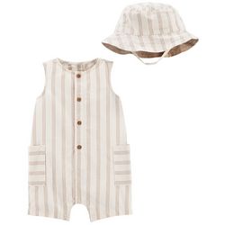Carters Baby Boys 2-pc. Striped Romper Bucket Hat Set